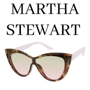 Martha Stewart Animal Print & Pink Cats Eye Sunglasses w NEW Soft Leather Case